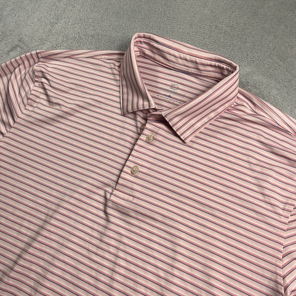 Southern Tide Golf Polo Shirt Men XL Driver Carova Stripe Performance Light Pink